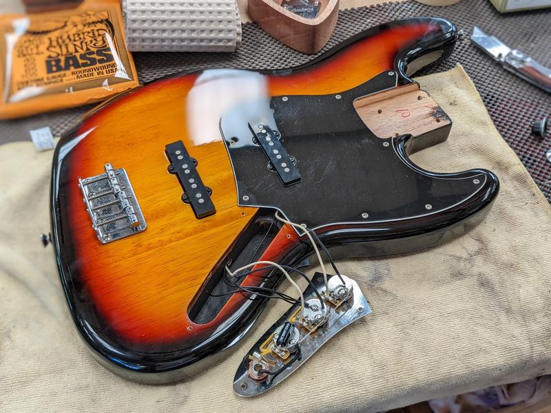 guitar being set up