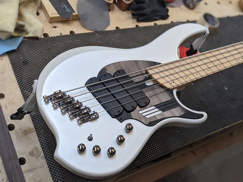 guitar being set up